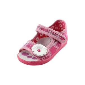 NEW RENBUT SHOES girl's velcro 2-strap sandal in red/pink